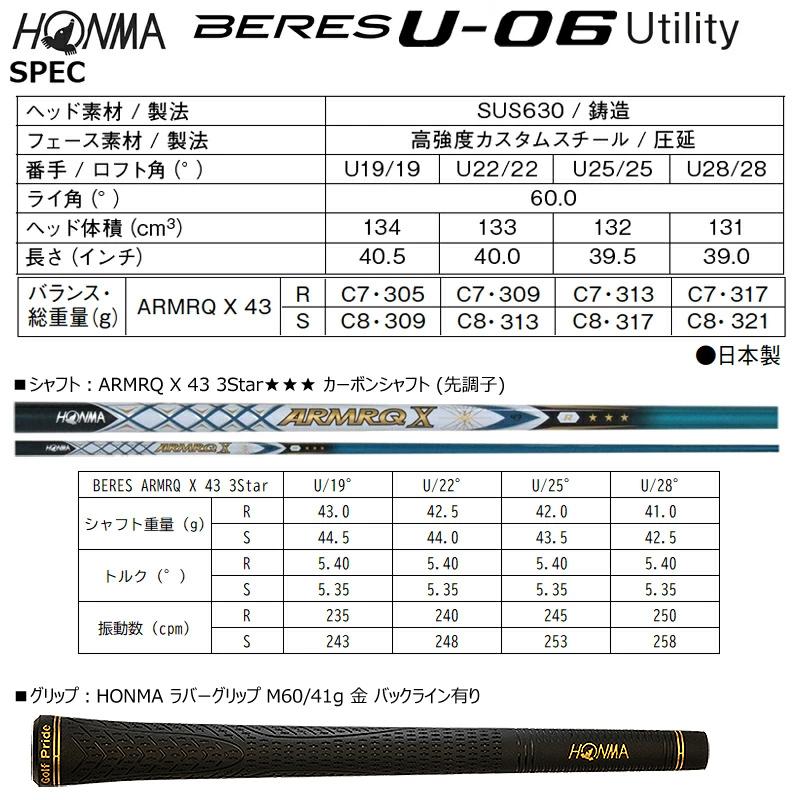 Be ZEAL 本間ゴルフ (ホンマ/HONMA) BERES ベレス U-06 ユーティリティ