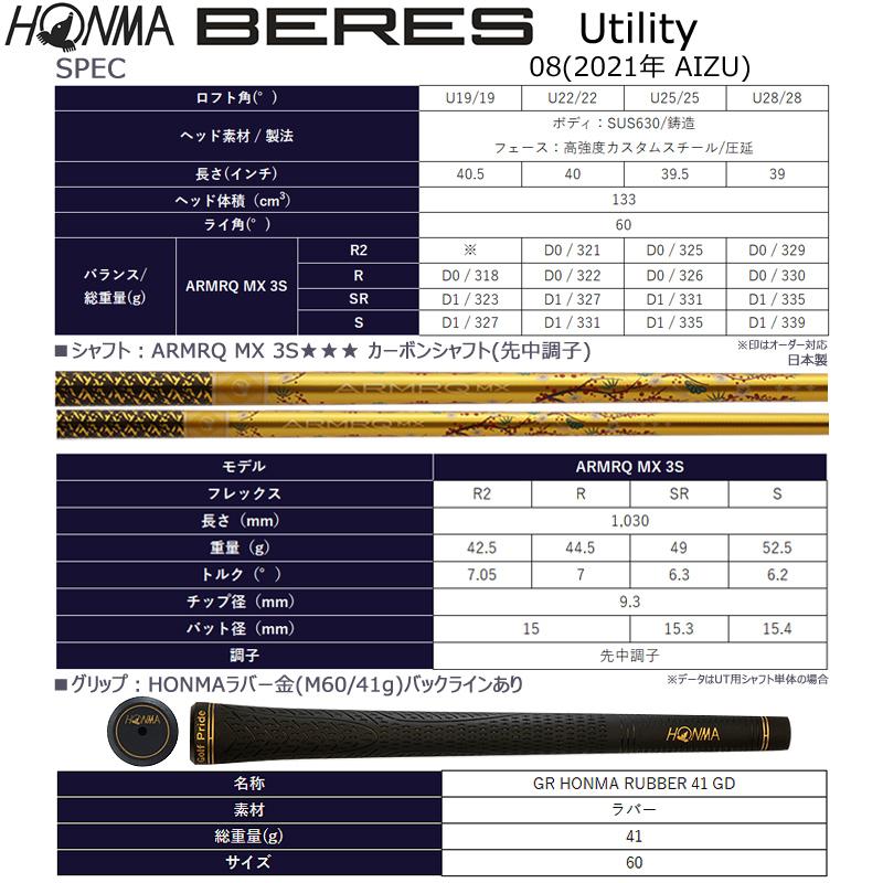 BERES 本間ゴルフ (ホンマ/HONMA) 08 2021 (ベレス アイズ) AIZU