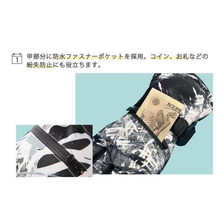 スキーグローブ 完全防水4層構造 スマホ操作可能 手の甲ポケット付 裏