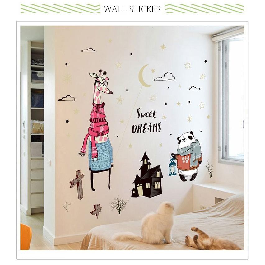 ウォールステッカー キリン パンダ 家 キャラクター 動物 北欧風 アート かわいい 壁ステッカー おしゃれ こども部屋 Big 60cm 90cm 男の子 女の子 Xl79 Brightgirl 通販 Yahoo ショッピング