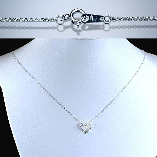 ダイヤモンド ネックレス オープンハート K18 天然ダイヤ 0.15ct 