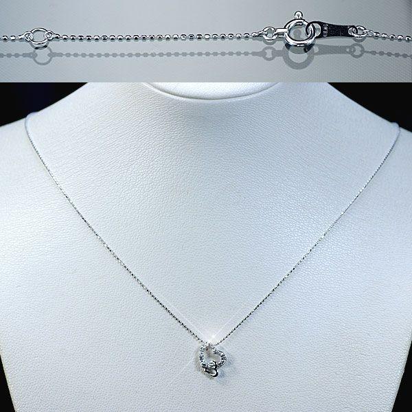 ダイヤモンド ネックレス オープンハート K18WG ホワイトゴールド 天然  