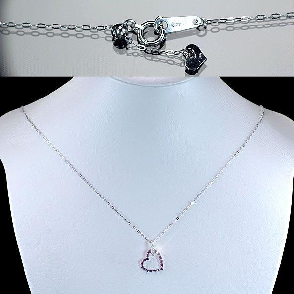 ダイヤモンド ネックレス オープンハート K18WG ホワイトゴールド 天然  