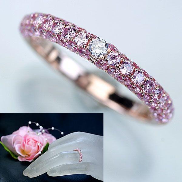 サファイア ダイヤモンド リング 指輪 K18PG ピンクゴールド 天然  