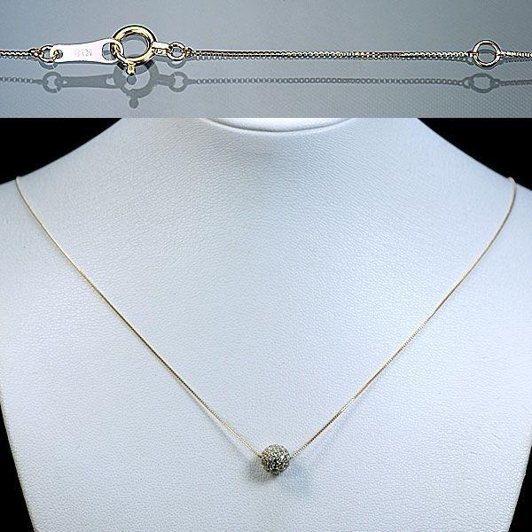 ダイヤモンド ネックレス ボール型 K18YG イエローゴールド 天然ダイヤ  