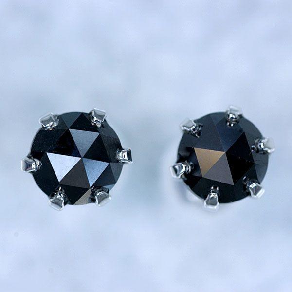 ダイヤモンド ピアス K18WG ホワイトゴールド ブラックダイヤモンド  