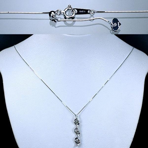 ダイヤモンド ネックレス トリロジー K18WG ホワイトゴールド 天然 