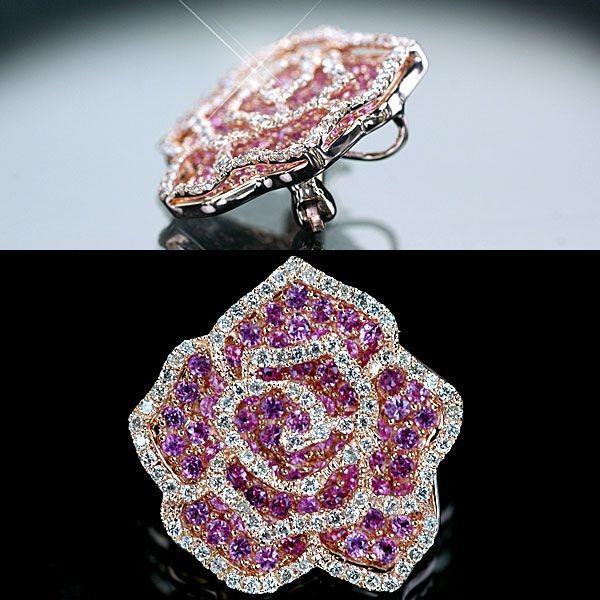 ブローチ K18PG ピンクゴールド ピンクサファイア0.70ctダイヤ0.28ct 
