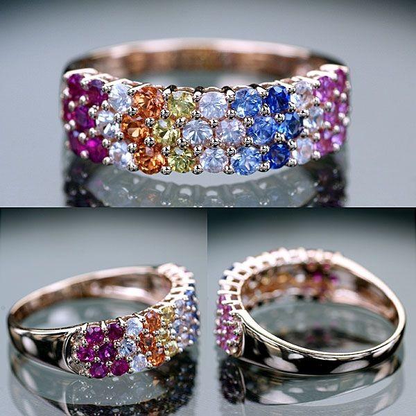 K18PG マルチカラーサファイア等のリング