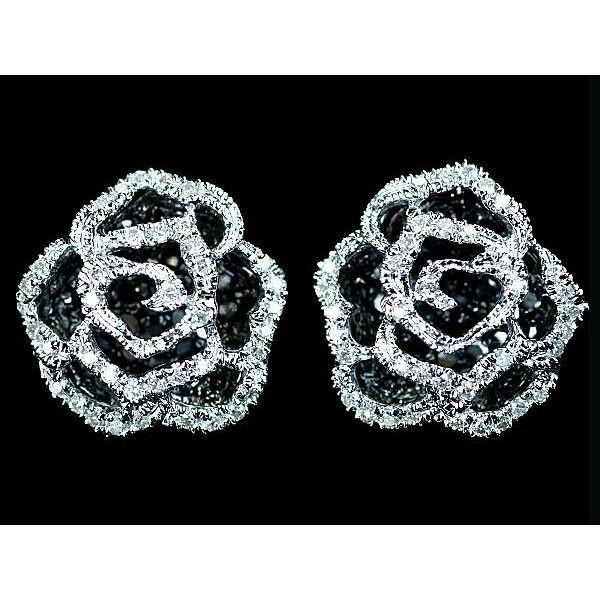 ダイヤモンド ピアス K18WG ホワイトゴールド 天然ブラックダイヤ30石  