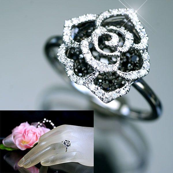 ダイヤモンド リング 指輪 バラ型(薔薇型) K18WG ホワイトゴールド