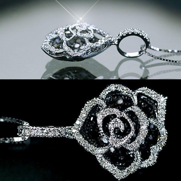 K18WG ブラック/カラーレス ダイヤモンド ペンダントトップ 0.50ct