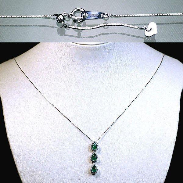 エメラルド ネックレス K18WG ホワイトゴールド 天然エメラルド1.07ct 