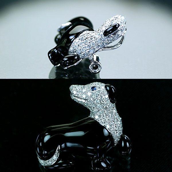 K18WGちわわブローチ