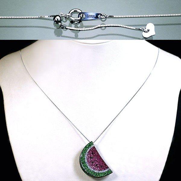 K18ホワイトゴールド・ピンクサファイア+グリーンガーネット2.75ct  