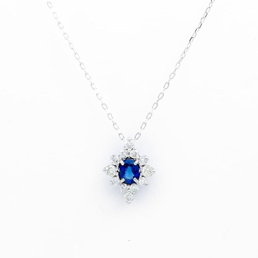 ネックレス ジュエリー サファイア 0.26ct ダイヤモンド K18WG ネックレス ジュエリー サファイア 0.26ct ダイヤモンド K18WG
