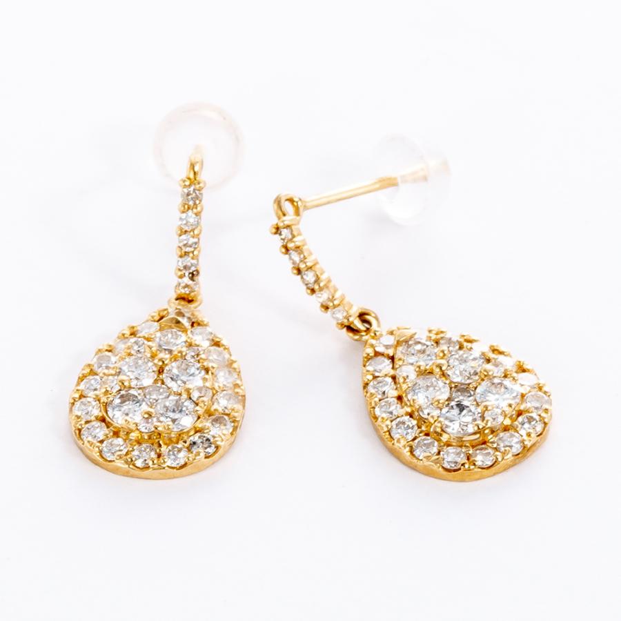 ダイヤモンド ピアス K18YG ダイヤモンド0.50ct×2 計1.00ct ティア  