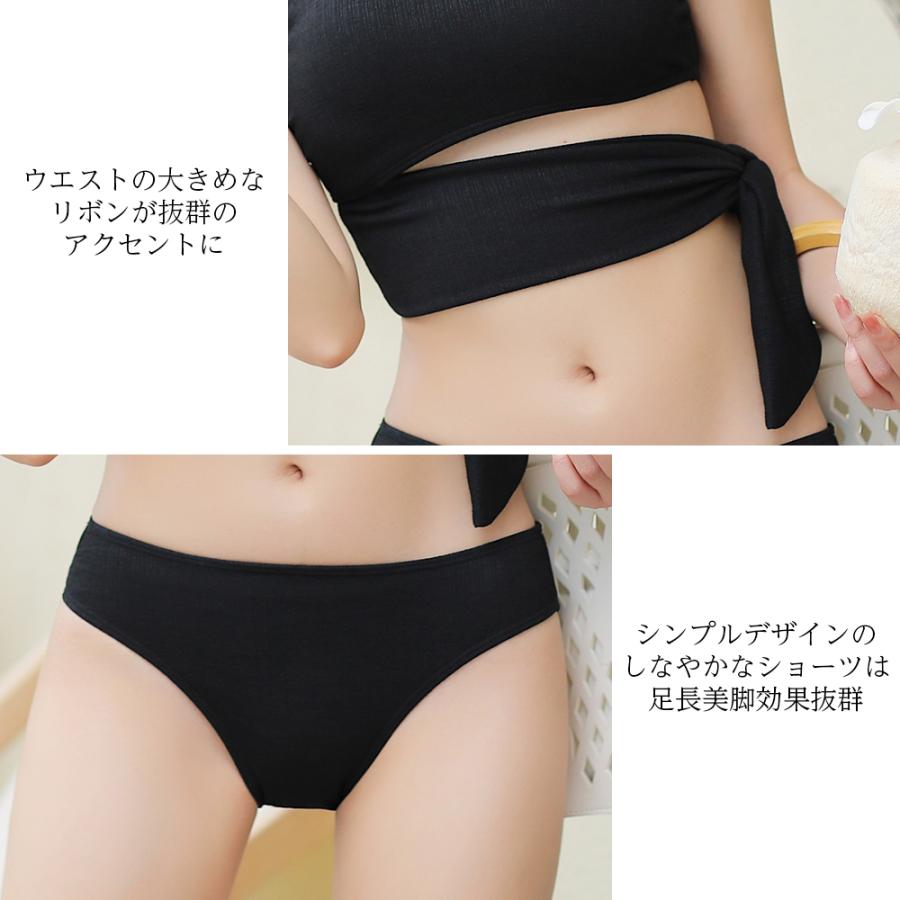 ■韓国■ ワンショルダービキニ ストライプ ノーワイヤー リボン ワンショルダービキニ 水着 ワンショルダー ビキニ トレンド