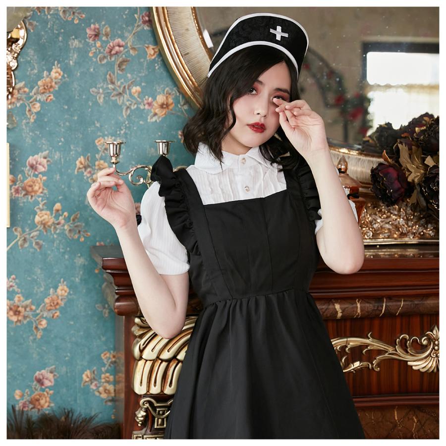 Brightlele（ブライトララ） ハロウィン コスプレ 仮装 ナース ナース服 ロング 黒 ハロウィンコスプレ 大人 女性 可愛い 大きい ...