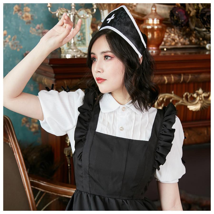 Brightlele（ブライトララ） ハロウィン コスプレ 仮装 ナース ナース服 ロング 黒 ハロウィンコスプレ 大人 女性 可愛い 大きい ...
