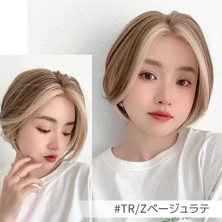 ウィッグ レディース ショート ボブ フルウィッグ 自然 女性 ウイッグ インナーカラー ツートン 黒髪 医療用 金髪 かつら レディース コスプレ ハイライトの画像