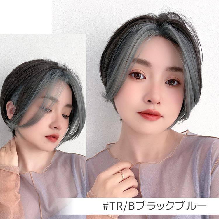ウィッグ レディース ショート ボブ フルウィッグ 自然 女性 ウイッグ インナーカラー ツートン 黒髪 医療用 金髪 かつら レディース コスプレ ハイライトの画像