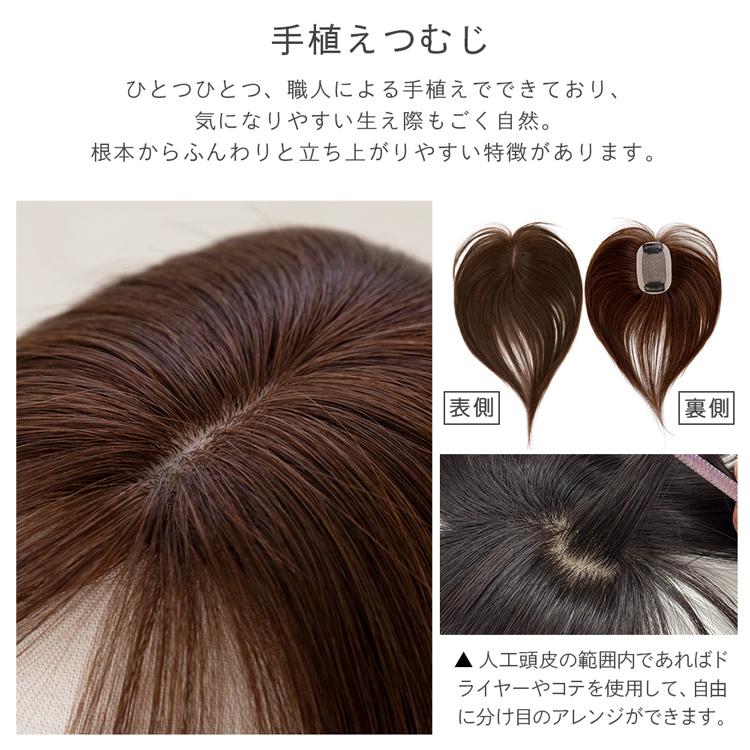 人毛レミー100%ヘアピース★ブラウン11×12☆30cmリアル植毛　薄毛隠し 総手植え 最高級人毛(レミー)100％ コンパクト トップヘアピース