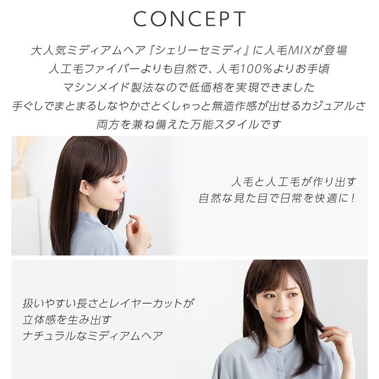 値下げしました！】ウィッグ セミロング 人毛×人工毛 ミックス-