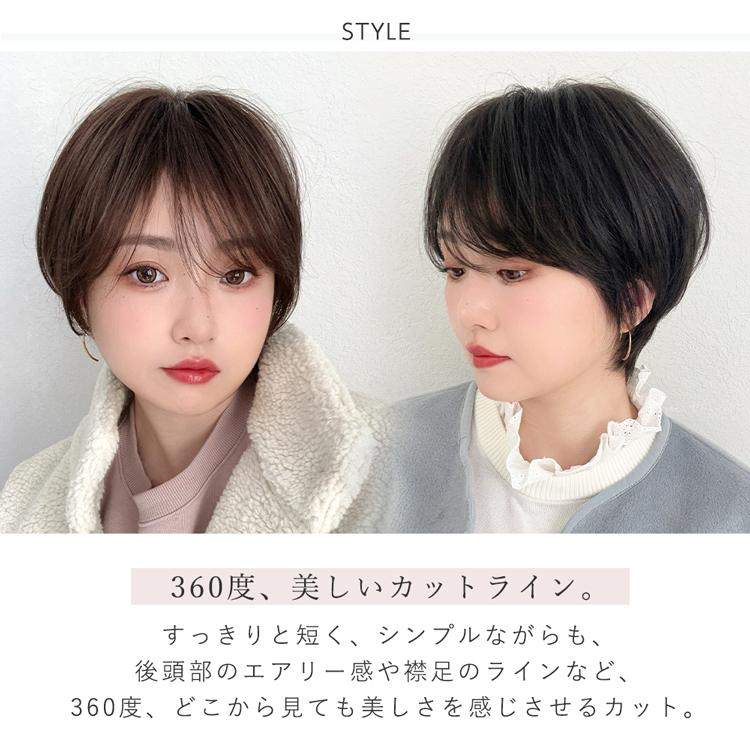 医療用ウィッグ 人毛MIX ウィッグ 人毛50％ 人毛ウィッグ 人毛 自然 ショート ショートウィッグ フルウィッグ 医療用 かつら 黒髪 茶色 レディース 普段使いの画像