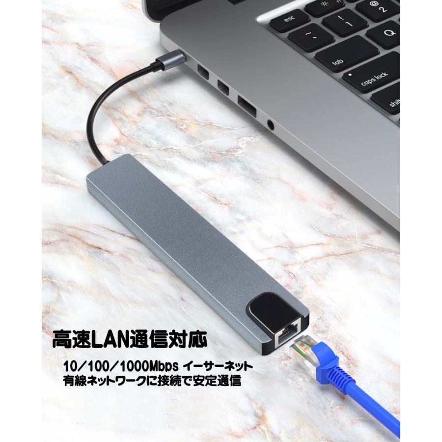 8in1 USB Type-C x2 PD ハブ変換アダプター Type-C ドッグ ドッキング 急速充電 Nintendo Switch対応 macbook対応 SD microSD 8ポート 4K HDMI  カードリーダー｜brightnoa｜06