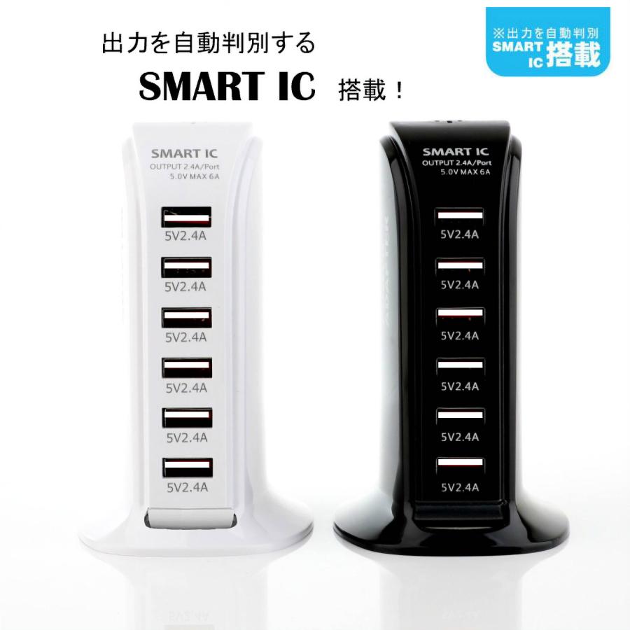 USB コンセント 6ポート USB充電器 パワーアダプター iPhone iPad 2.4A スリム タブレット 急速充電 6port 海外対応 卓上 |  | 05