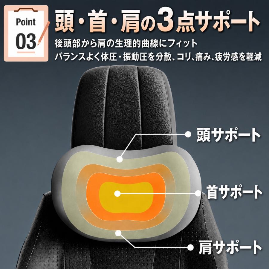 カークッション 車用 シート 腰 首 セット 低反発 腰痛 背中 背もたれ 運転席 腰当て ヘッドレスト 肩こり 疲れない ドライブ | ブランド登録なし | 10