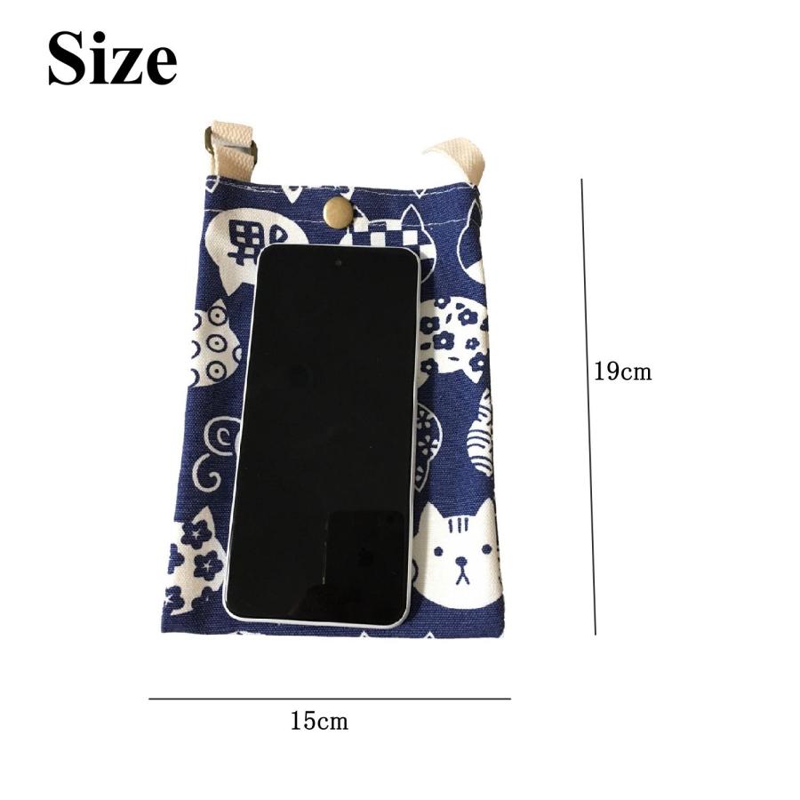 スマホ 携帯 ポシェット サコッシュ 斜めがけ ミニ ショルダー バッグ ポーチ 猫 犬 帆布 |  | 13