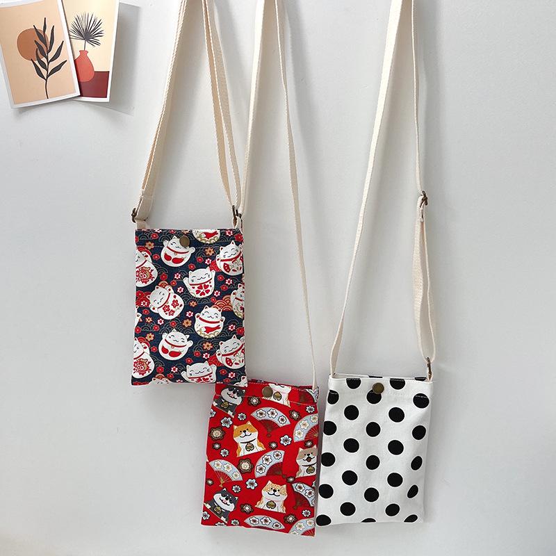 スマホ 携帯 ポシェット サコッシュ 斜めがけ ミニ ショルダー バッグ ポーチ 猫 犬 帆布 |  | 14