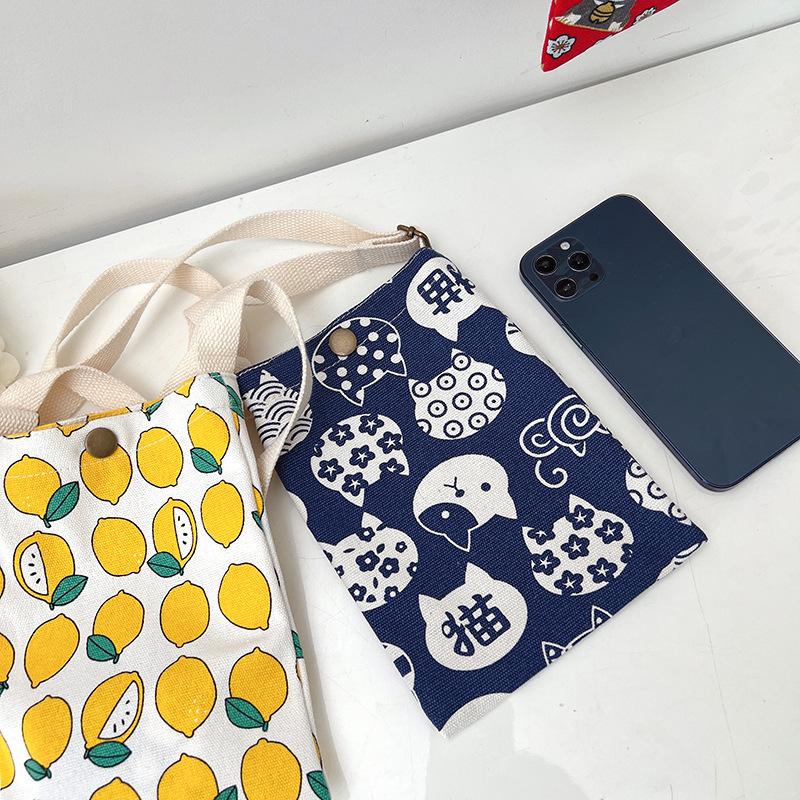 スマホ 携帯 ポシェット サコッシュ 斜めがけ ミニ ショルダー バッグ ポーチ 猫 犬 帆布 |  | 15