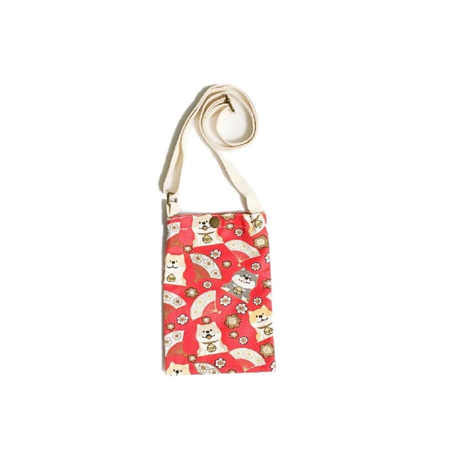 スマホ 携帯 ポシェット サコッシュ 斜めがけ ミニ ショルダー バッグ ポーチ 猫 犬 帆布 |  | 03