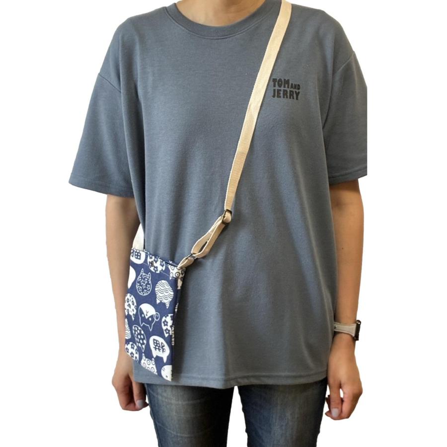 スマホ 携帯 ポシェット サコッシュ 斜めがけ ミニ ショルダー バッグ ポーチ 猫 犬 帆布 |  | 04