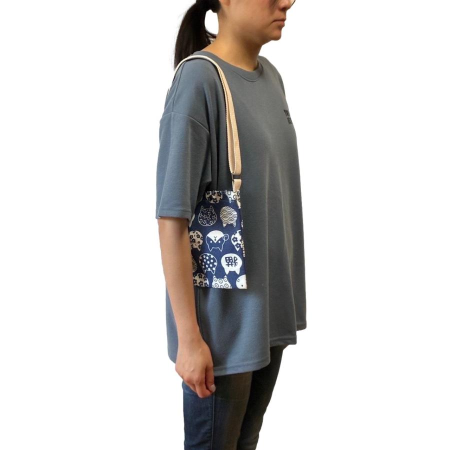 スマホ 携帯 ポシェット サコッシュ 斜めがけ ミニ ショルダー バッグ ポーチ 猫 犬 帆布 |  | 07