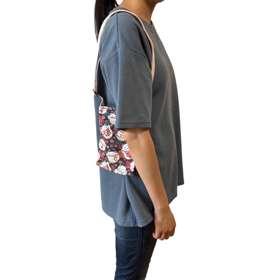 スマホ 携帯 ポシェット サコッシュ 斜めがけ ミニ ショルダー バッグ ポーチ 猫 犬 帆布 |  | 08