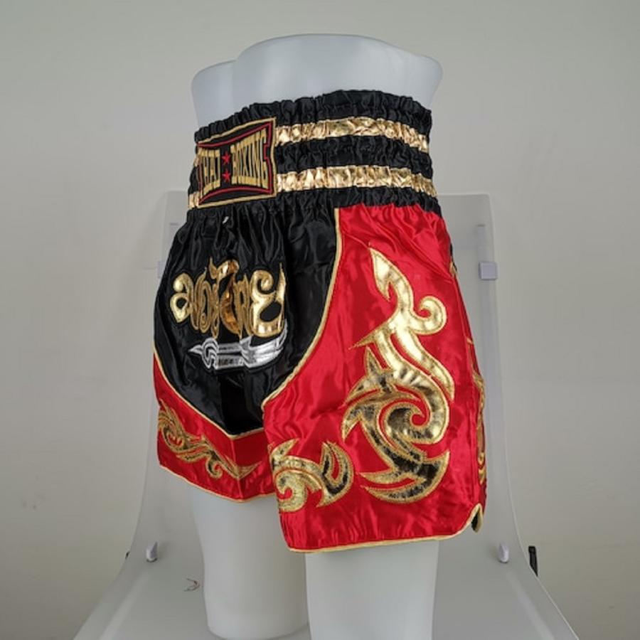 ムエタイ トランクス キックボクシング K-1 パンツ 試合 練習 プロ アマ 男女兼用 タイ製 (ブラック&レッド) |  | 03