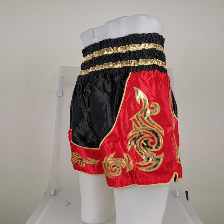 ムエタイ トランクス キックボクシング K-1 パンツ 試合 練習 プロ アマ 男女兼用 タイ製 (ブラック&レッド) |  | 04