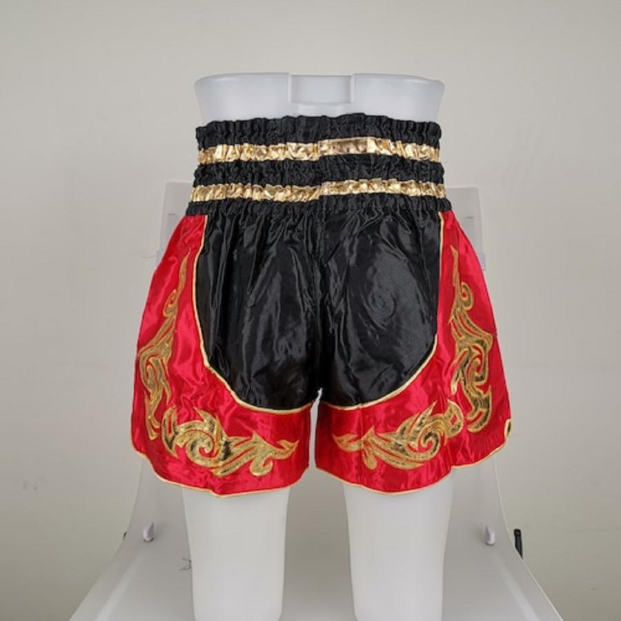 ムエタイ トランクス キックボクシング K-1 パンツ 試合 練習 プロ アマ 男女兼用 タイ製 (ブラック&レッド) |  | 05
