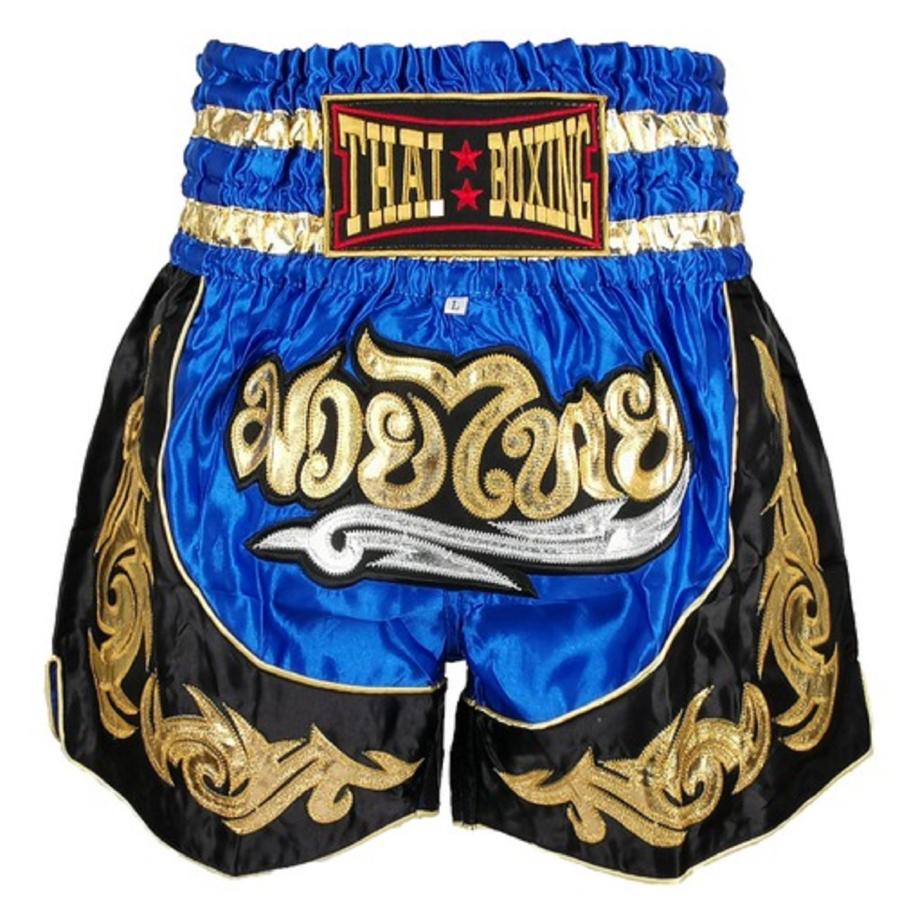 ムエタイ トランクス キックボクシング K-1 パンツ 試合 練習 プロ アマ 男女兼用 タイ製 (ブルー) | 