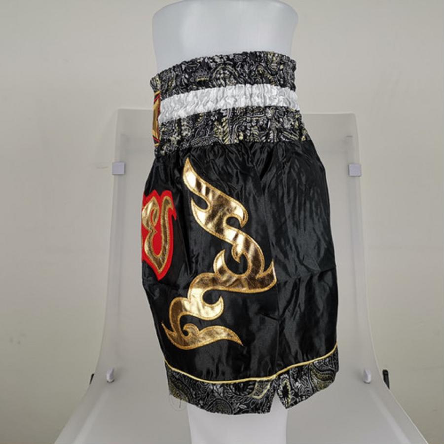 ムエタイ トランクス キックボクシング K-1 パンツ 試合 練習 プロ アマ 男女兼用 タイ製 (子供用ホワイト＆ブラック) |  | 02