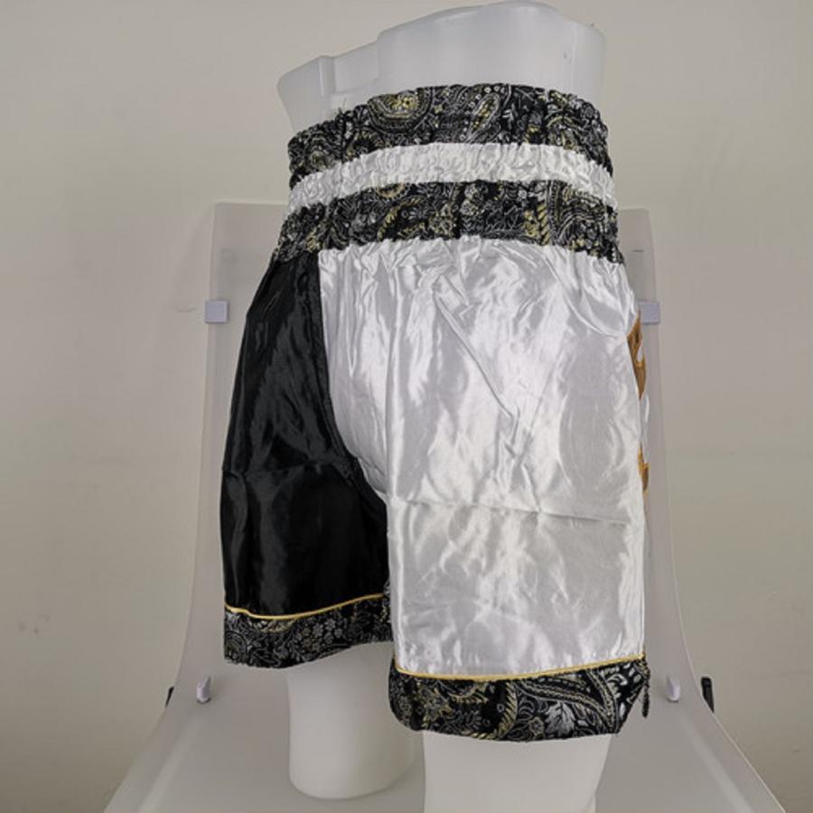 ムエタイ トランクス キックボクシング K-1 パンツ 試合 練習 プロ アマ 男女兼用 タイ製 (子供用ホワイト＆ブラック) |  | 04