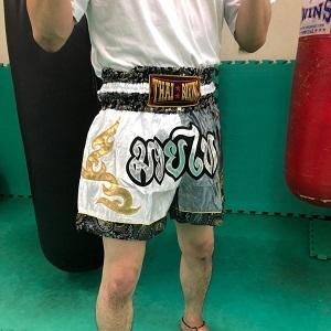 ムエタイ トランクス キックボクシング K-1 パンツ 試合 練習 プロ アマ 男女兼用 タイ製 (子供用ホワイト＆グレー) |  | 04