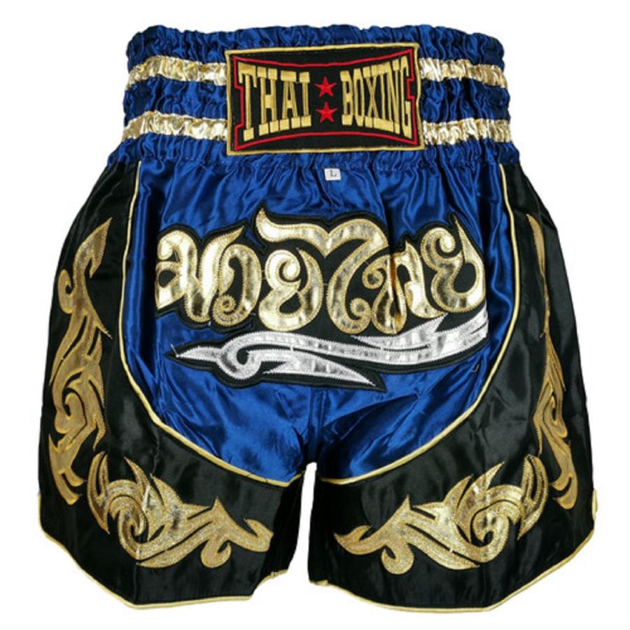 ムエタイ トランクス キックボクシング K-1 パンツ 試合 練習 プロ アマ 男女兼用 タイ製 (ネイビー) | 