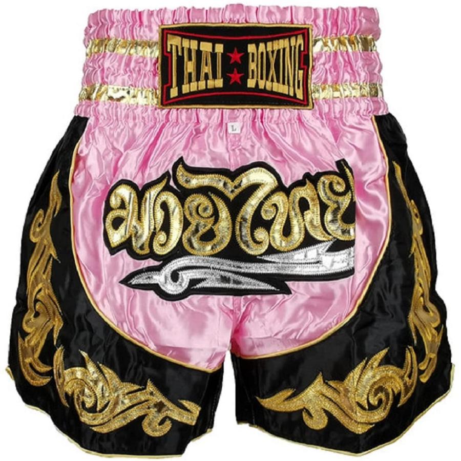 ムエタイ トランクス キックボクシング K-1 パンツ 試合 練習 プロ アマ 男女兼用 タイ製 (ピンク) | 