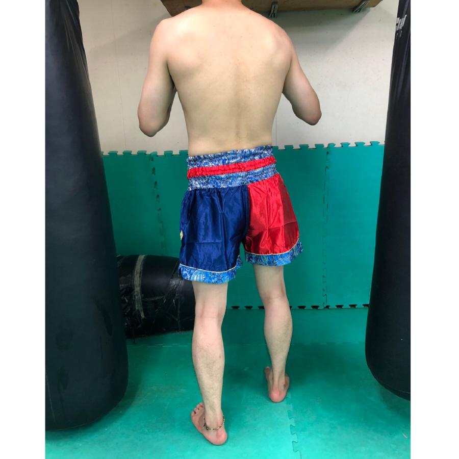 ムエタイ トランクス キックボクシング K-1 パンツ 試合 練習 プロ アマ 男女兼用 タイ製 (レッド＆ネイビー) |  | 04