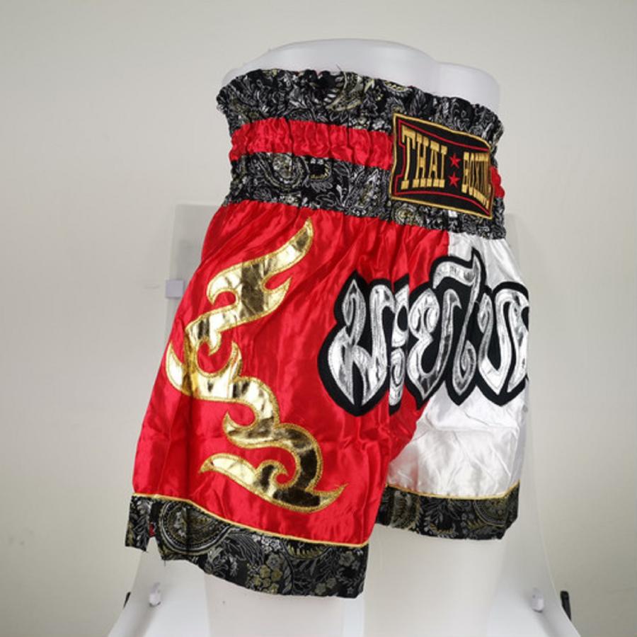 ムエタイ トランクス キックボクシング K-1 パンツ 試合 練習 プロ アマ 男女兼用 タイ製 (レッド＆ホワイト) |  | 01